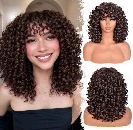 BROWN CURLY WIG CABELLO 100% NATURAL