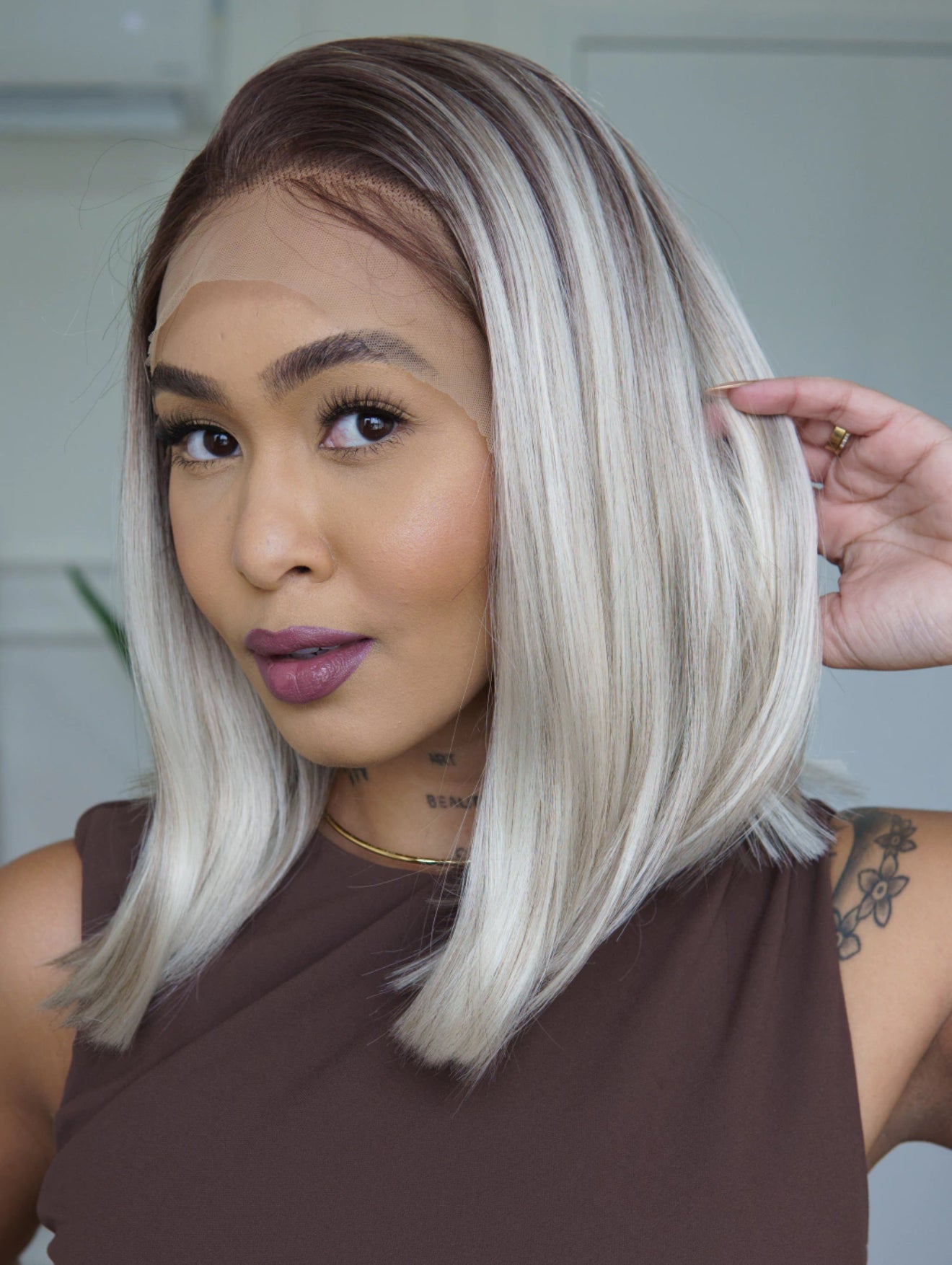 PLATINADA WIG CABELLO 100% NATURAL