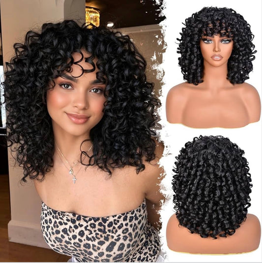 BLACK CURLY WIG CABELLO 100% NATURAL