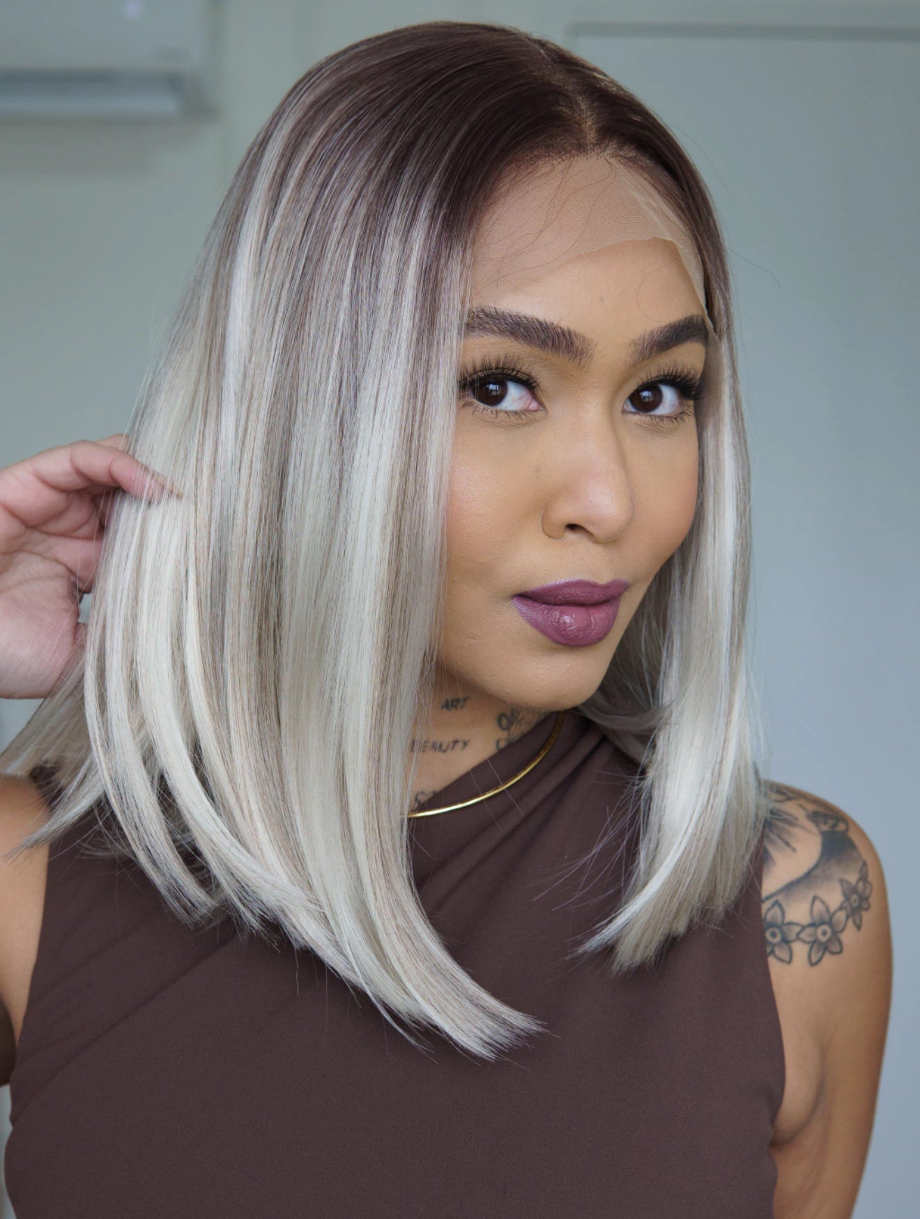 PLATINADA WIG CABELLO 100% NATURAL